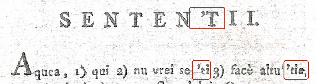 Roja 1809: titlul SENTEN'TII și rândul cu 'ti și 'tie